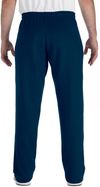 Am image of a Custom Gildan Heavy Blend Open Bottom Sweatpants in Navy!