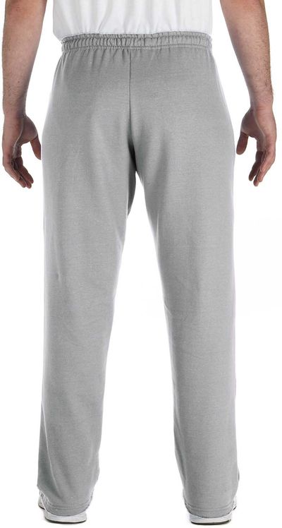 Am image of a Custom Gildan Heavy Blend Open Bottom Sweatpants in Sport Grey!