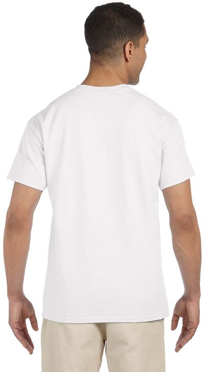 Am image of a Custom Gildan Ultra Cotton Pocket T Shirt in White!