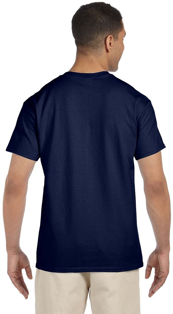 Am image of a Custom Gildan Ultra Cotton Pocket T Shirt in Navy!