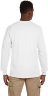 Am image of a Custom Gildan Ultra Cotton Long Sleeve Pocket T Shirt in White!