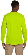 Am image of a Custom Gildan Ultra Cotton Long Sleeve Pocket T Shirt in Safety Green!