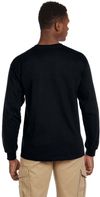 Am image of a Custom Gildan Ultra Cotton Long Sleeve Pocket T Shirt in Black!