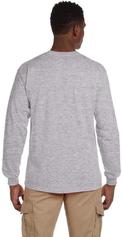 Am image of a Custom Gildan Ultra Cotton Long Sleeve Pocket T Shirt in Sport Grey!