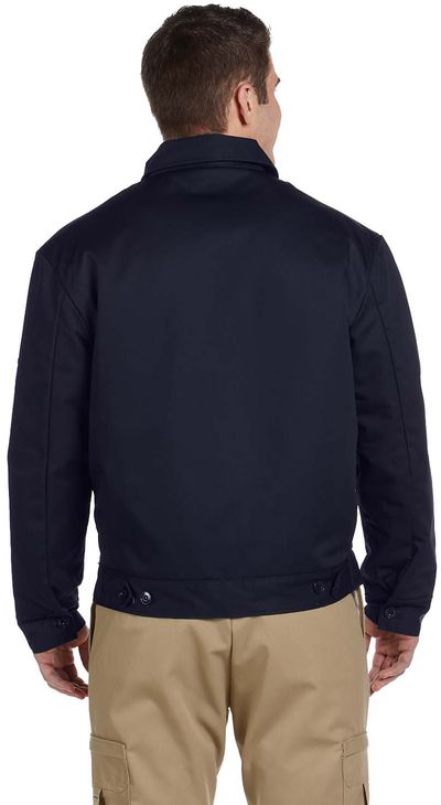 Am image of a Custom Dickies Men's Lined Eisenhower Jacket in Dark Navy!