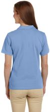Am image of a Custom Harriton Ladies' Ringspun Cotton Pique Short Sleeve Polo in Lt College Blue!