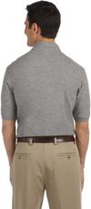 Am image of a Custom Harriton Men's Easy Blend Polo with Pocket in Grey Heather!