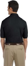 Am image of a Custom Harriton Men's Easy Blend Polo with Pocket in Black!