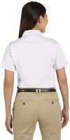 Am image of a Custom Harriton Ladies' Easy Blend Short Sleeve Twill Shirt with Stain Release in White!