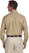 Am image of a Custom Harriton Men's Easy Blend Long Sleeve Twill Shirt with Stain Release in Stone!