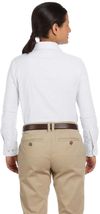Am image of a Custom Harriton Ladies' Long Sleeve Oxford with Stain Release in White!