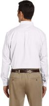 Am image of a Custom Harriton Men's Long Sleeve Oxford with Stain Release in White!