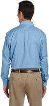 Am image of a Custom Harriton Men's Long Sleeve Oxford with Stain Release in Light Blue!