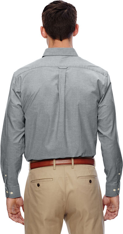 Am image of a Custom Harriton Men's Long Sleeve Oxford with Stain Release in Oxford Grey!
