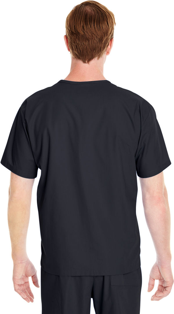 Am image of a Custom Harriton Adult Restore 4.9 oz. Scrub Top in Black!