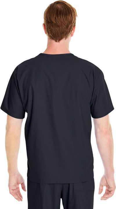 Am image of a Custom Harriton Adult Restore 4.9 oz. Scrub Top in Black!