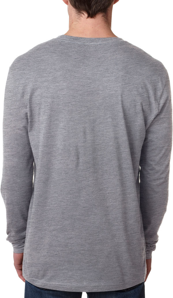 Am image of a Custom Next Level Men's Cotton Long Sleeve Crew in Heather Gray!