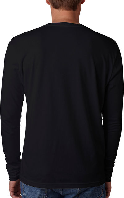 Am image of a Custom Next Level Men's Cotton Long Sleeve Crew in Black!