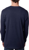 Am image of a Custom Next Level Men's Cotton Long Sleeve Crew in Midnight Navy!