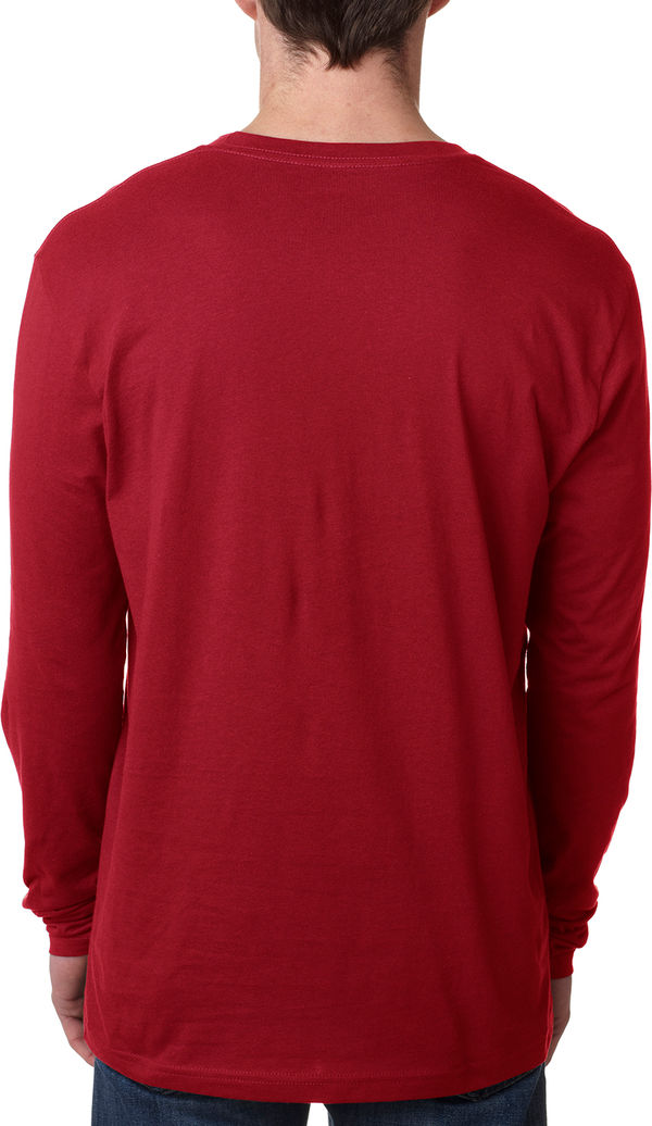 Am image of a Custom Next Level Men's Cotton Long Sleeve Crew in Cardinal!
