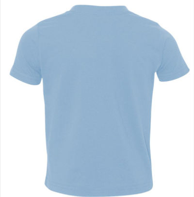 Am image of a Custom Rabbit Skins Cotton Jersey T Shirt in Light Blue!