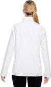 Am image of a Custom Team 365 Ladies' Leader Soft Shell Jacket in White!