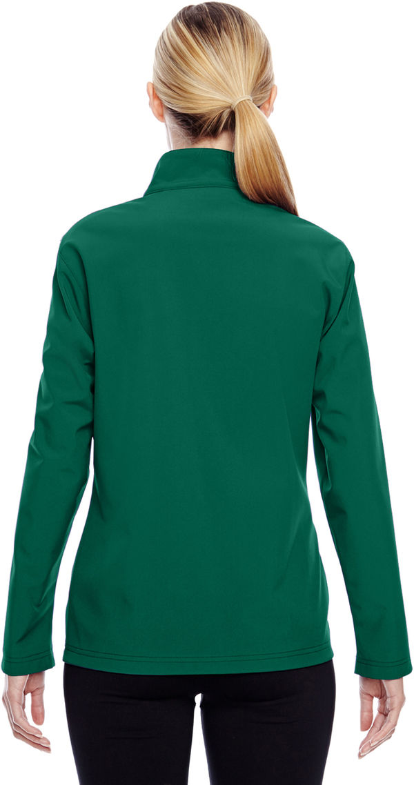Am image of a Custom Team 365 Ladies' Leader Soft Shell Jacket in Sport Forest!