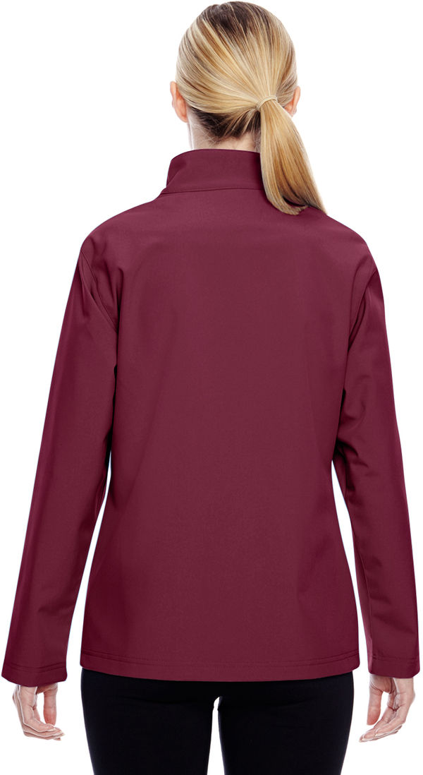 Am image of a Custom Team 365 Ladies' Leader Soft Shell Jacket in Sport Maroon!