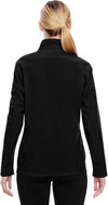 Am image of a Custom Team 365 Ladies' Leader Soft Shell Jacket in Black!