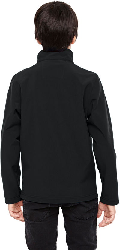 Am image of a Custom Team 365 Youth Leader Soft Shell Jacket in Black!