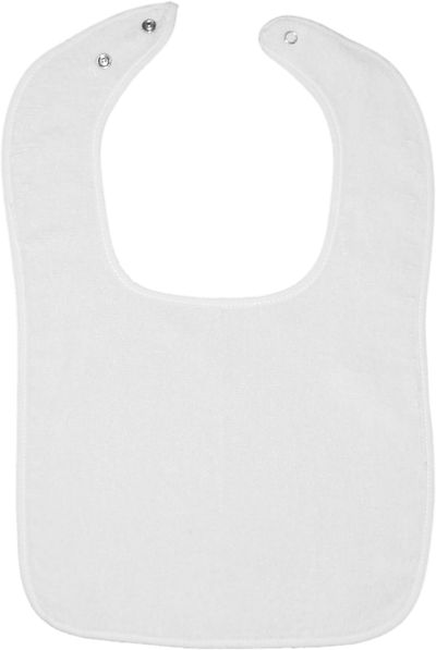 Am image of a Custom Rabbit Skins Terry Snap Bib in White/ White!