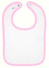 Am image of a Custom Rabbit Skins Terry Snap Bib in White/ Pink!