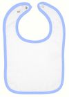 Am image of a Custom Rabbit Skins Terry Snap Bib in White/ Lt Blue!