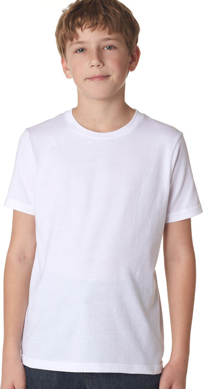 Am image of a Custom Next Level Youth Boys' Cotton Crew in White!