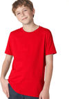 Am image of a Custom Next Level Youth Boys' Cotton Crew in Red!