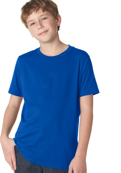 Am image of a Custom Next Level Youth Boys' Cotton Crew in Royal!