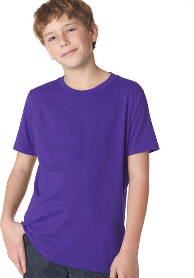 Am image of a Custom Next Level Youth Boys' Cotton Crew in Purple Rush!