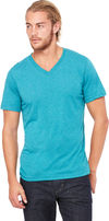 Am image of a Custom Bella and Canvas Unisex Triblend V Neck T Shirt in Teal Triblend!
