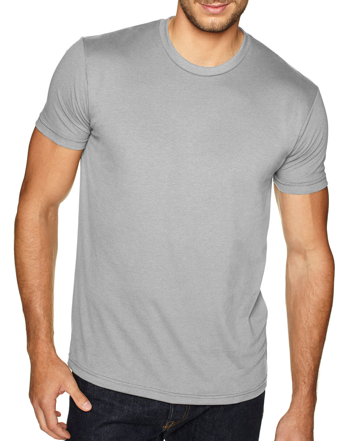Next Level Men's Sueded Crew in Light Gray