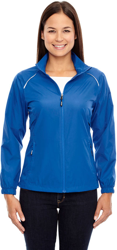 Am image of a Custom Core 365 Motivate Unlined Lightweight Ladies Jacket in True Royal!