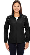 Am image of a Custom Core 365 Motivate Unlined Lightweight Ladies Jacket in Black!