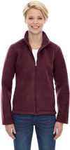 Am image of a Custom Core 365 Ladies' Journey Fleece Jacket in Burgundy!