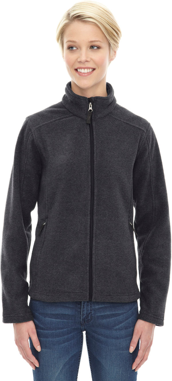 Am image of a Custom Core 365 Ladies' Journey Fleece Jacket in Hthr Chrcl!