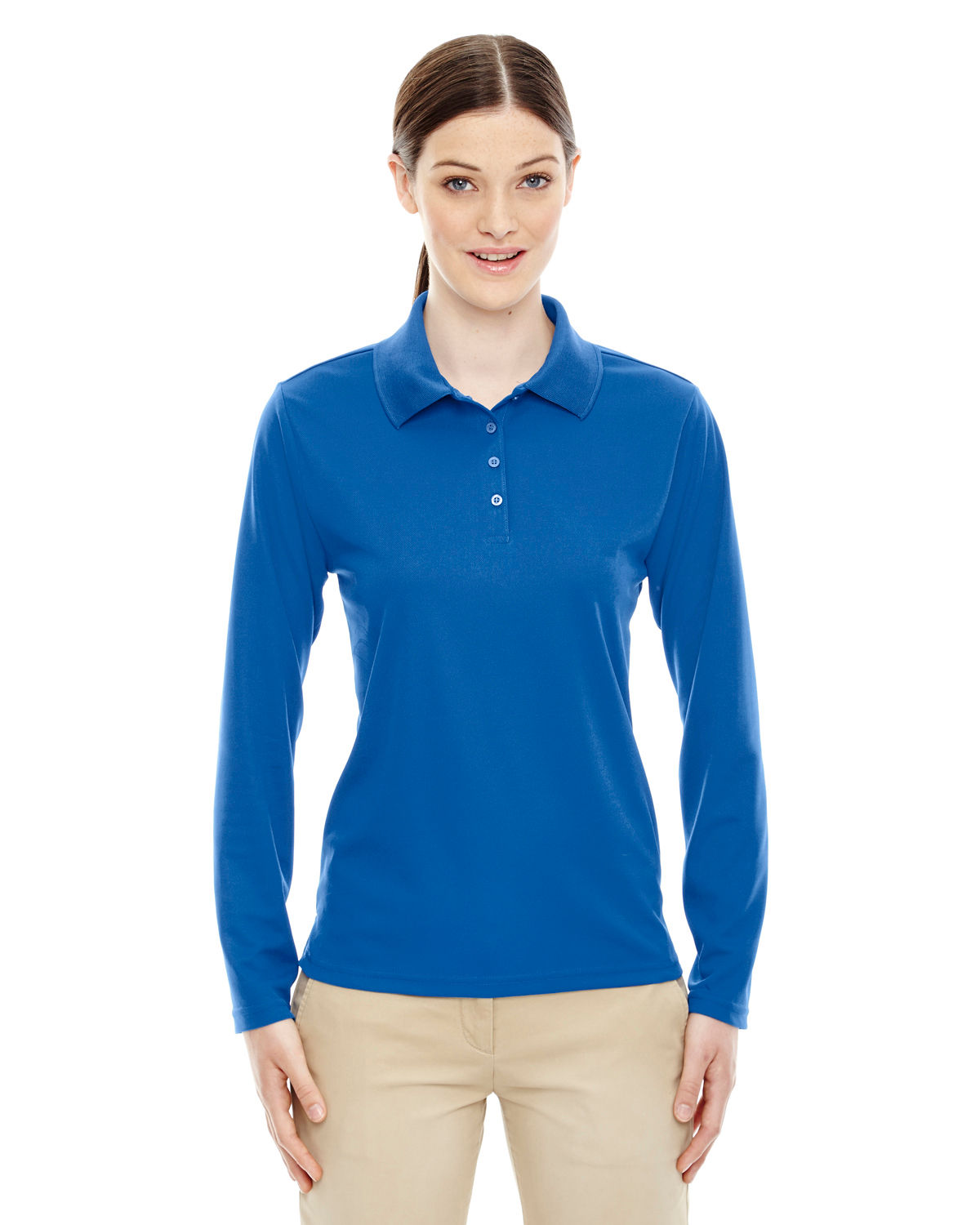 Core 365 Ladies' Pinnacle Performance Long Sleeve Pique Polo in True Royal 438