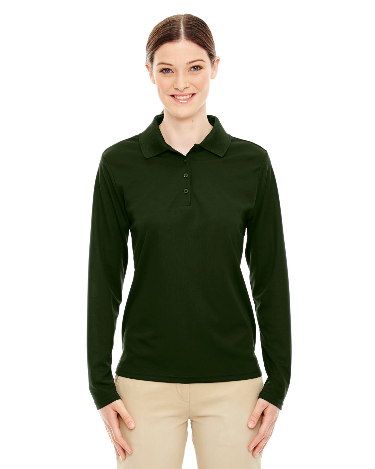 Core 365 Ladies' Pinnacle Performance Long Sleeve Pique Polo in Forest 630