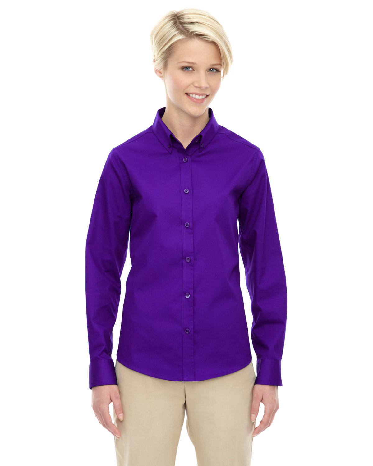 Core 365 Ladies' Operate Long Sleeve Twill Shirt in Campus Prple 427