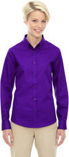Am image of a Custom Core 365 Ladies' Operate Long Sleeve Twill Shirt in Campus Prple 427!