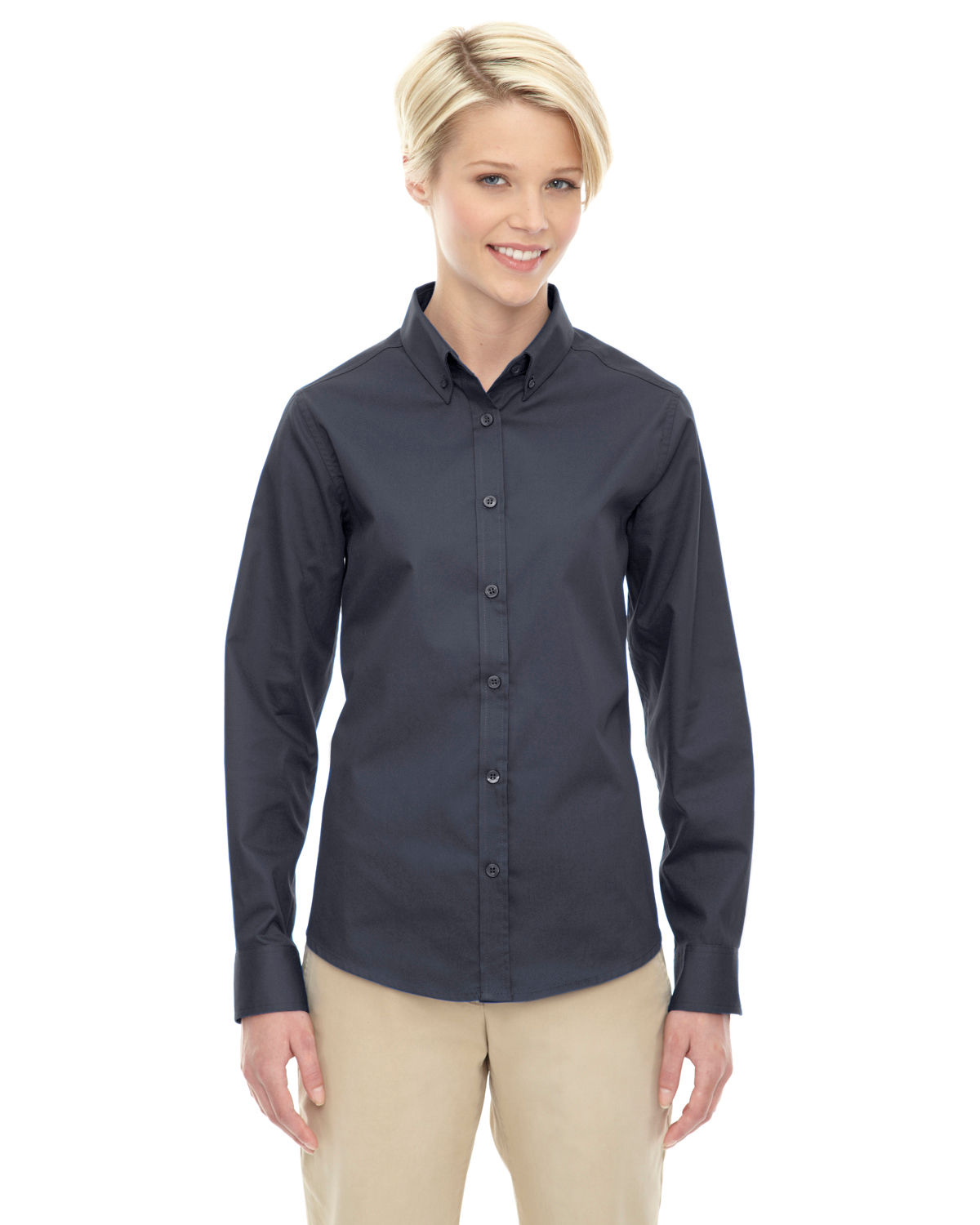 Core 365 Ladies' Operate Long Sleeve Twill Shirt in Carbon 456