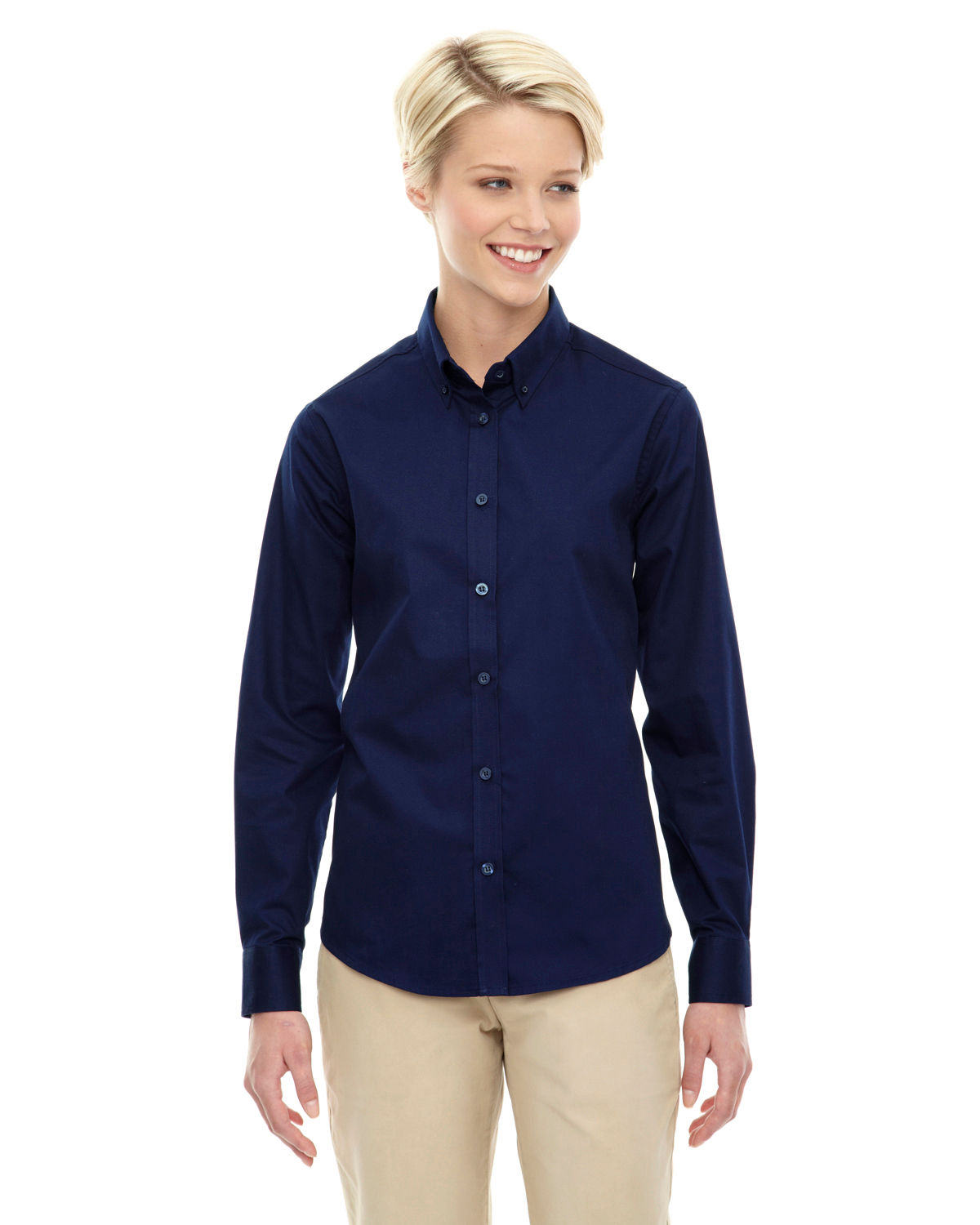 Core 365 Ladies' Operate Long Sleeve Twill Shirt in Classic Navy