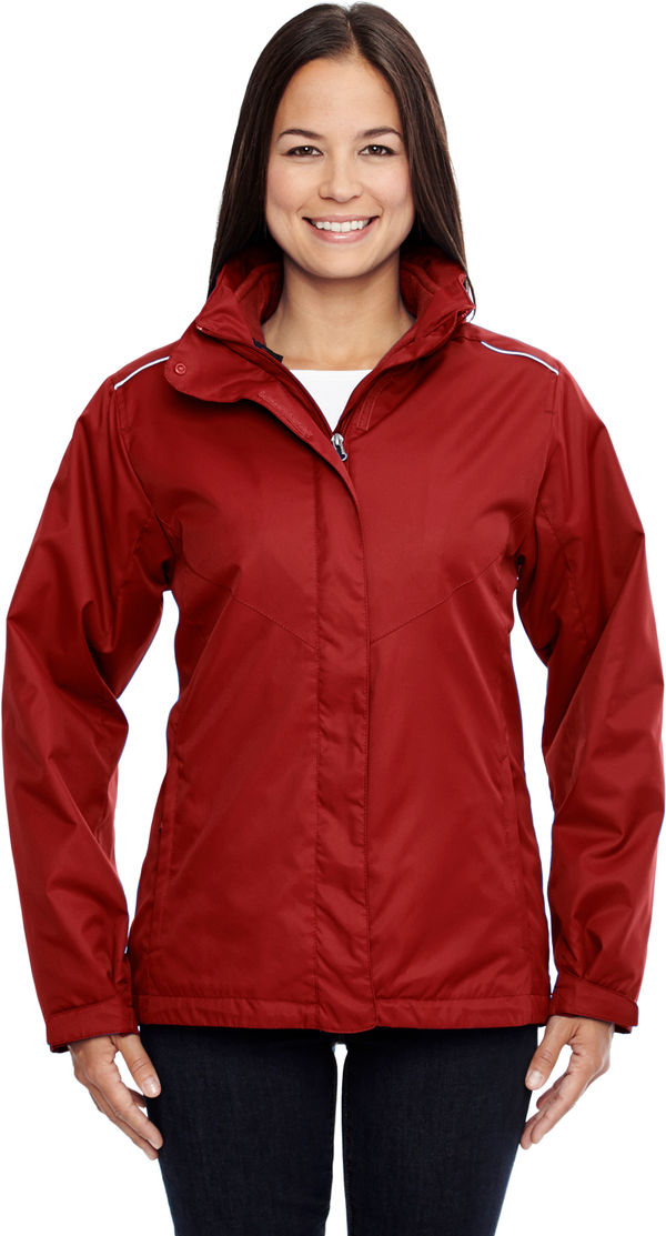 Am image of a Custom Core 365 Ladies' Region 3 in 1 Jacket with Fleece Liner in Classic Red!